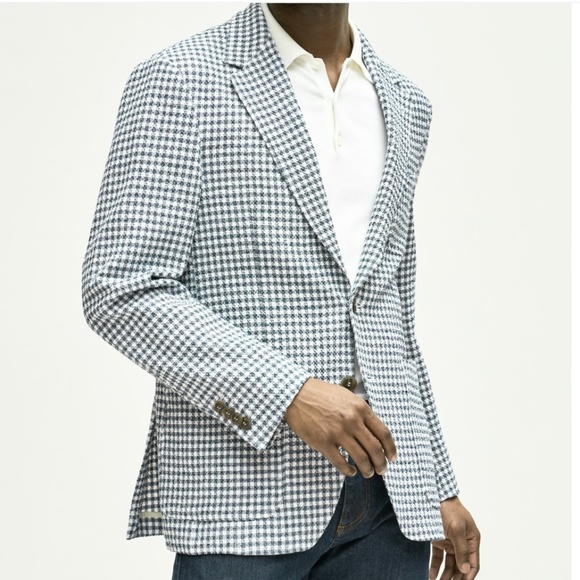 Canali Grey and White Houndstooth Blazer - Picture 1 of 16